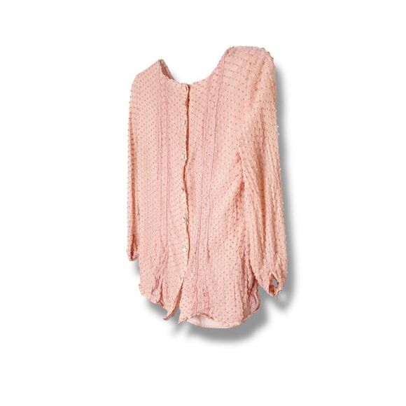 J. Crew Pink Swiss Dot Coquette Blouse Button Back Lined Women’s Top Size 2-FLAW - Picture 2 of 8